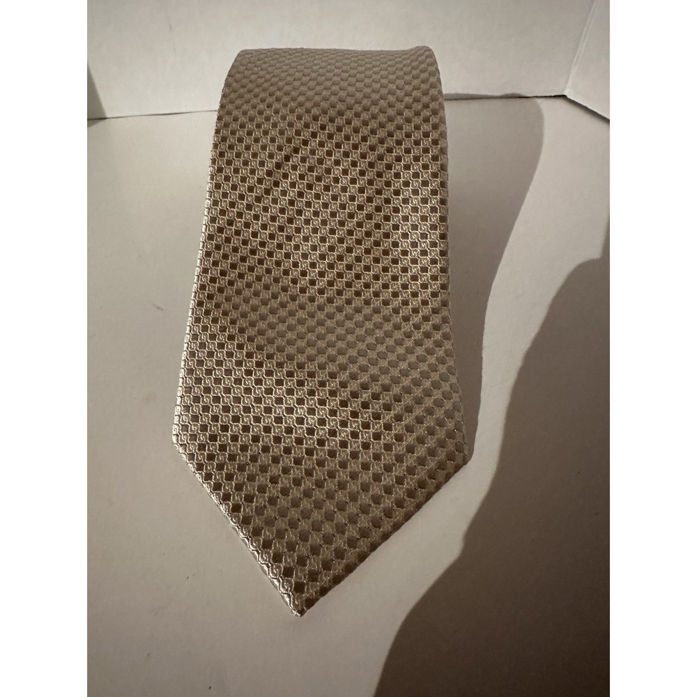 Bruno Piattelli Men's Silk Tie Gold Tone Geometric Sparkle Hand Made 57 X 3 1/2